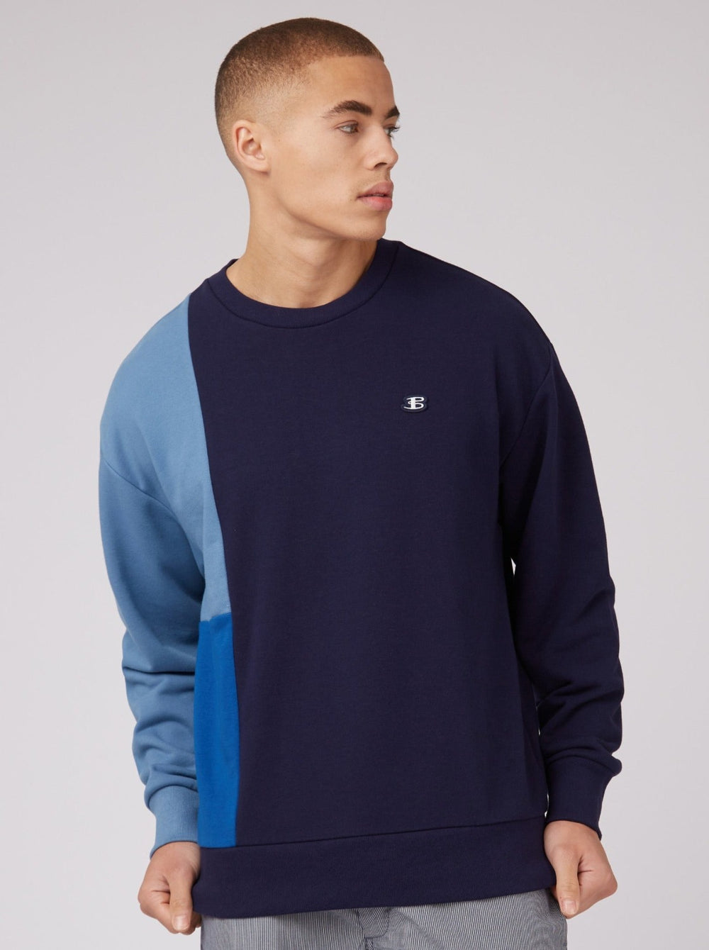 Sweats Ben Sherman B by Ben Sherman Colorblock Crewneck Bleu | LLM-82097318